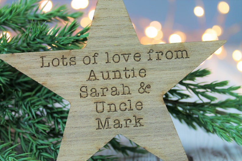 Baby's First Christmas Personalised Wooden Bauble Decoration image 7