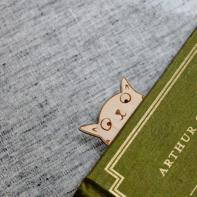 Wooden Cat Bookmark Personalised Engraved Book Lover Literary Gift Bookish Birthday image 4