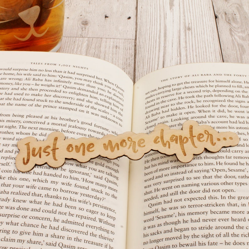 Book Lover Gift Funny Wooden Bookmark Just One More Chapter image 2