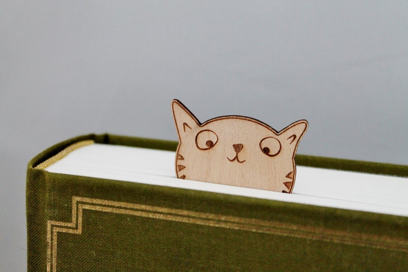 Wooden Cat Bookmark Personalised Engraved Book Lover Literary Gift Bookish Birthday image 3