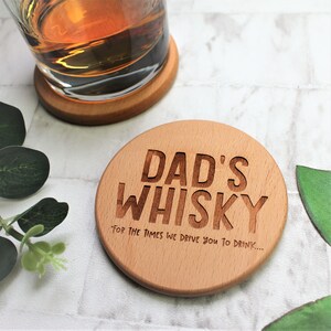 Dad's Whisky Wooden Personalised Funny Coaster Engraved Fathers Day Gift image 4