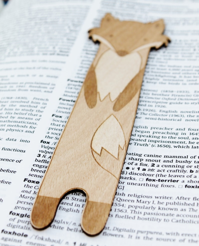 Fox Bookmark Wooden Engraved Cute Funny Book Geek Personalised Customised Woodland Bookworm image 4
