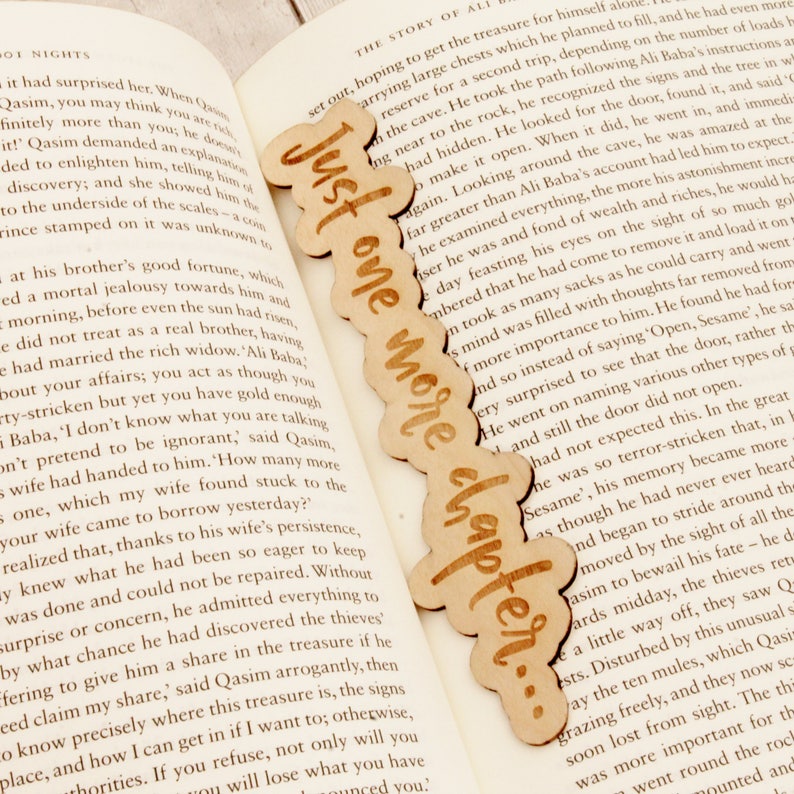 Book Lover Gift Funny Wooden Bookmark Just One More Chapter image 3