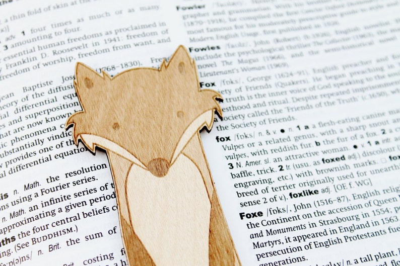 Fox Bookmark Wooden Engraved Cute Funny Book Geek Personalised Customised Woodland Bookworm image 2