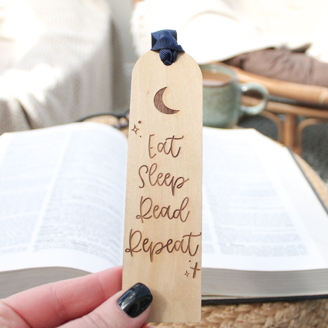 Engraved Wooden Bookmark: Eat Sleep Read Repeat, Book Lover Gift - Etsy