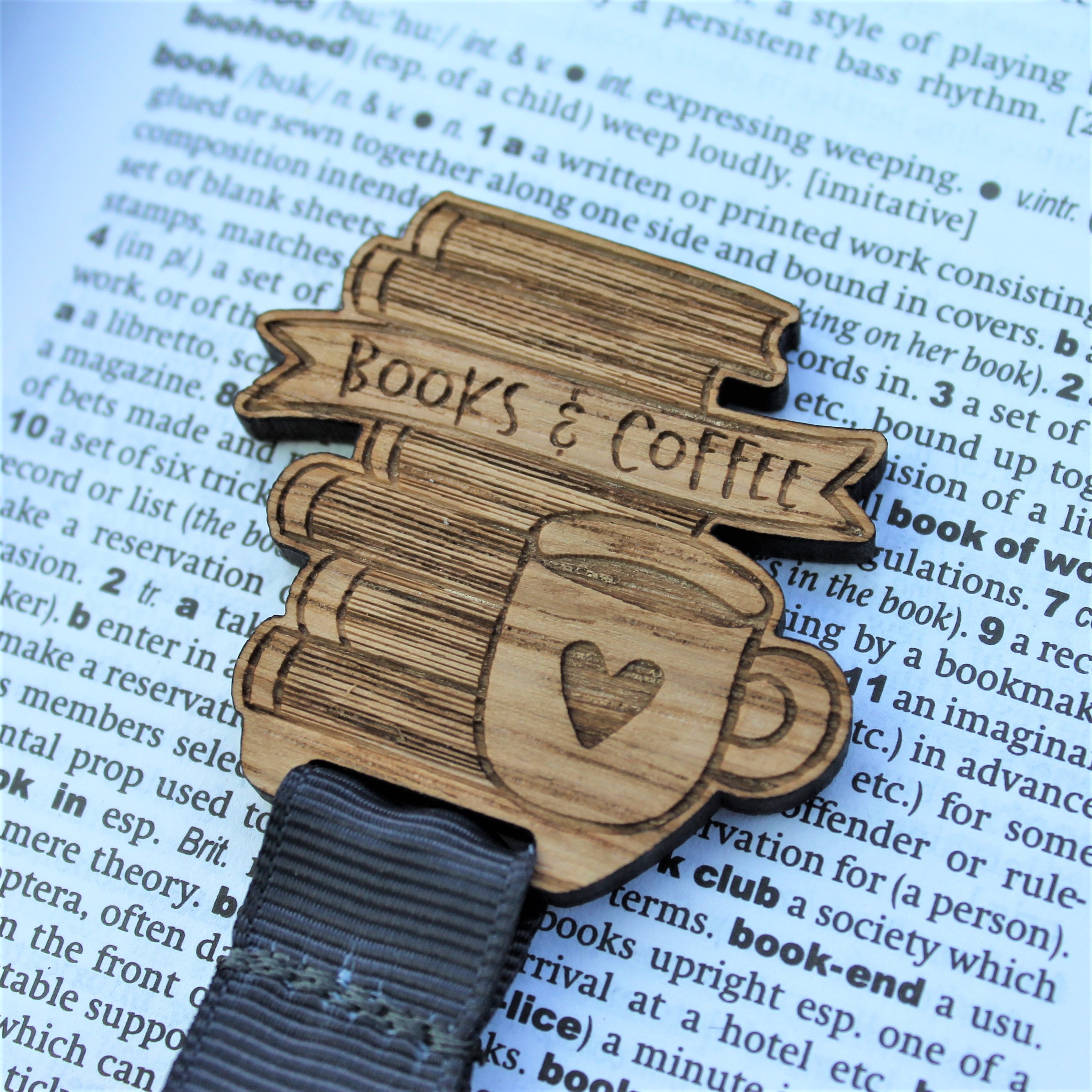 Books and Coffee Addict Wooden Bookmark Reading Gift Etsy Singapore