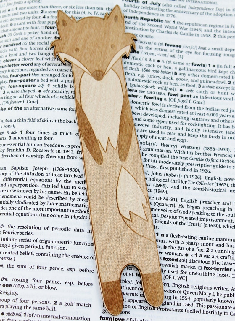 Fox Bookmark Wooden Engraved Cute Funny Book Geek Personalised Customised Woodland Bookworm image 3