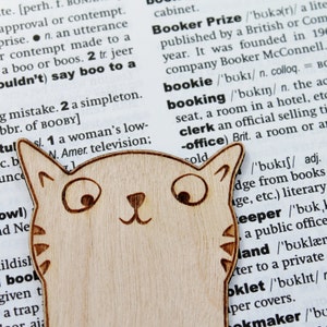 Wooden Cat Bookmark Personalised Engraved Book Lover Literary Gift Bookish Birthday