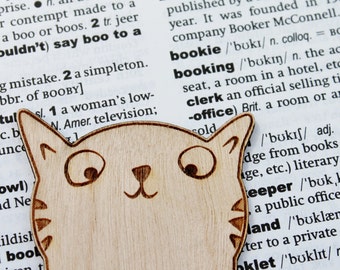 Wooden Cat Bookmark Personalised Engraved Book Lover Literary Gift Bookish Birthday