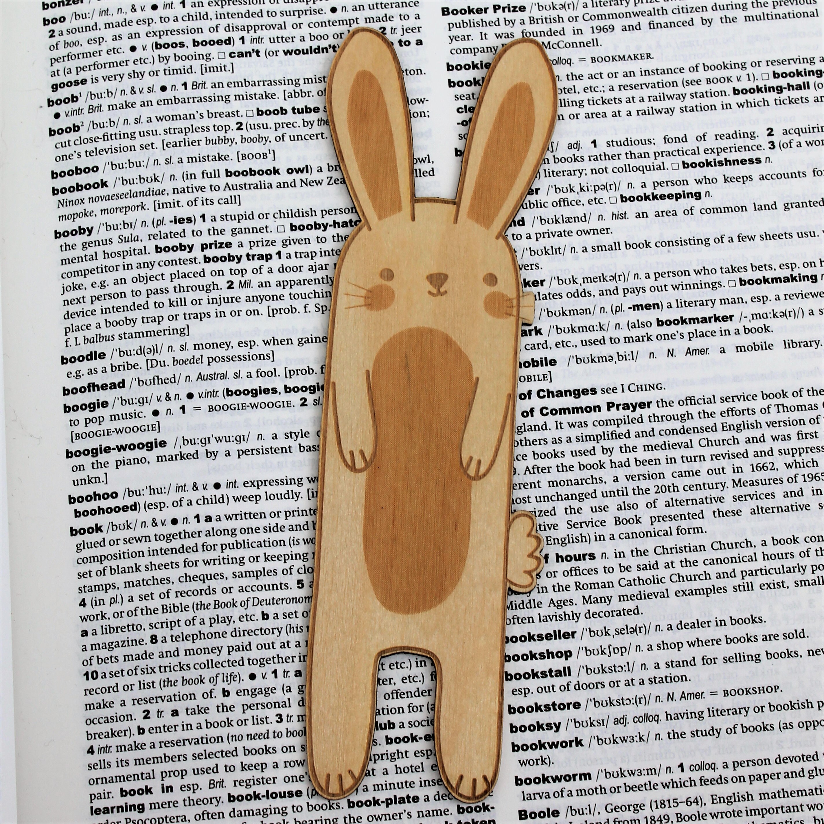 Wooden Bunny Rabbit Bookmark Engraved Personalised Book Lover Gift for ...