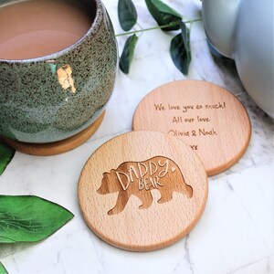 Daddy Bear Wooden Personalised Coaster Engraved Fathers Day Gift image 4