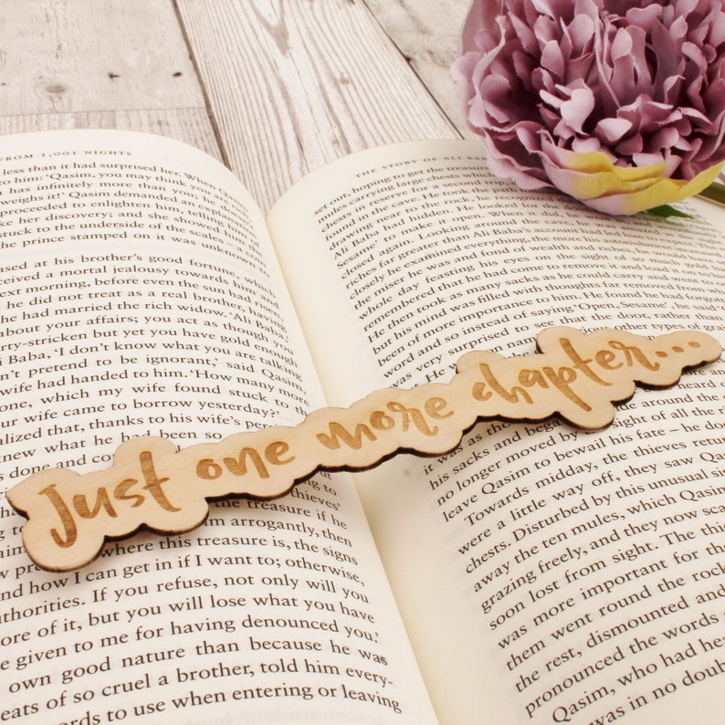 Book Lover Gift Funny Wooden Bookmark Just One More Chapter image 5
