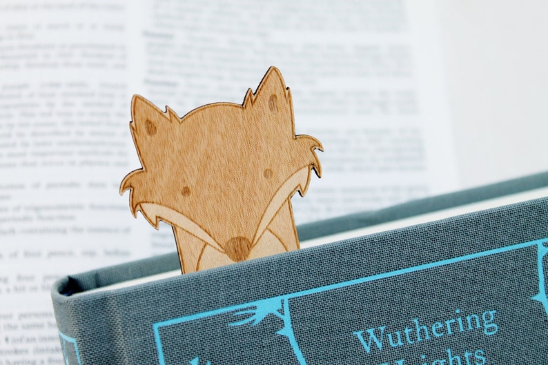 Fox Bookmark Wooden Engraved Cute Funny Book Geek Personalised Customised Woodland Bookworm image 1