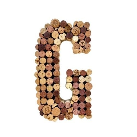Wine Cork Letter G Wine Cork Monogram Large Cork Letter Etsy