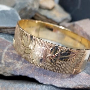 Pulseira vintage em ouro laminado 9 quilates - flor, 50 mícrons - 30g