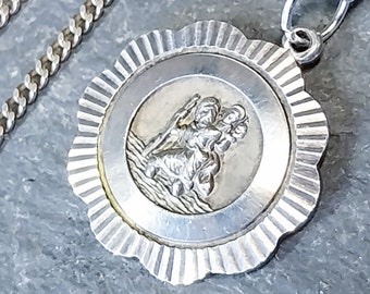 Vintage Georg Jensen St CHRISTOPHER Necklace Pendant on 18" Chain - 7.4g