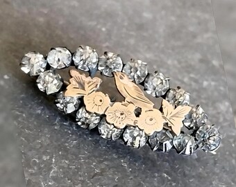 VICTORIAN PASTE STONE Brooch - Sweetheart, Songbird with Rose Gold Front 5.5g
