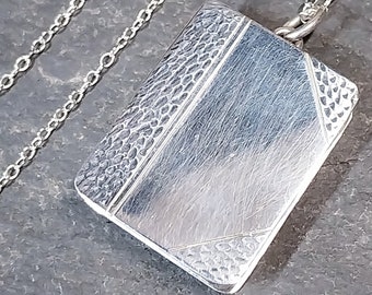 Vintage SILVER BOOK Shape LOCKET Rectangular en cadena de 18" - 6,7g