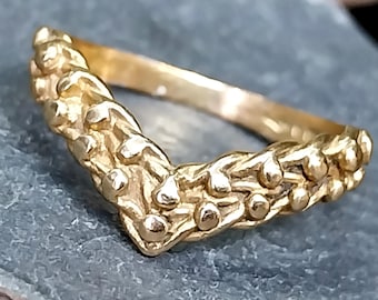 Vintage 9ct GOLD WISHBONE KEEPERS Ring - uk size N (us 6.5) - 1.9g