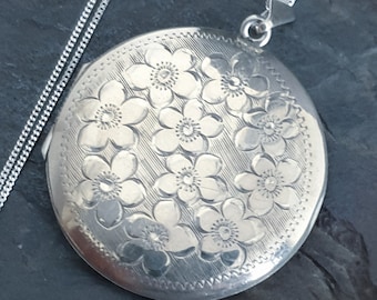 Grote Sterling zilveren bloemen medaillon ketting - op 24" ketting Joseph Smith 1975 - 11,5 g