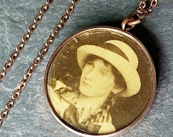 Victorian Photo Locket PENDANT - FOB - Pinchbeck Rose Gold on 18"chain - 8.2g