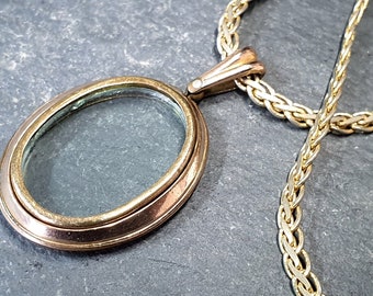 Victorian GOLD Photo PENDANT Locket - Rolled Rose Gold on 18&quot; Chain - 13.2g
