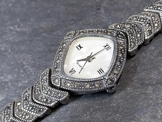 Vintage Marcasite Sterling Silver WATCH - Art Deco Style  display picture 1