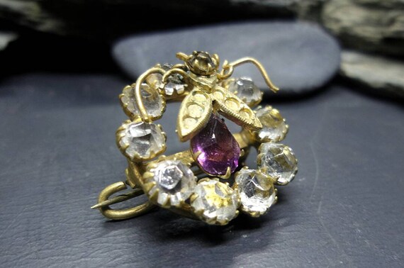 VICTORIAN FLY BROOCH - Antique with Amethyst & Pa… - image 9