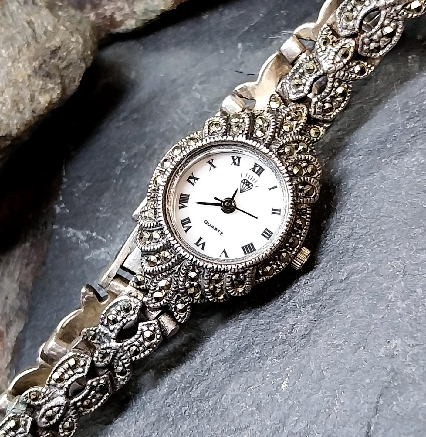 ヴィンテージ スターリング シルバー マーカサイト ウォッチ