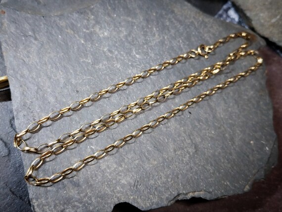 Vintage 9ct GOLD BELCHER CHAIN Necklace, 21" Long… - image 5