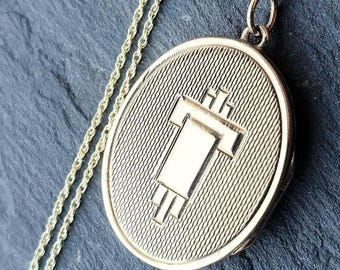 Vintage 9ct Gold Art Deco LOCKET - Chester Hallmark 1955 with 18" Chain - 4.7g