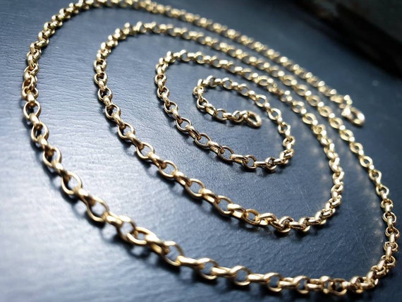 Vintage 9ct GOLD BELCHER CHAIN Necklace - 24" Lon… - image 5