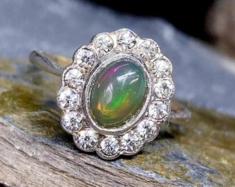 LetsBuyGold Anello Donna In Oro Giallo 9K (375) Con Opale 0.7 Carati - Taglia 10.5 - Altro Taglie Disponibili