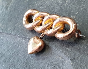 Victorian 9ct GOLD BROOCH with drop Heart - Hallmarked 2.6g