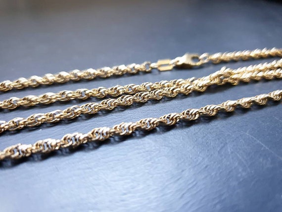 Vintage 9ct GOLD Rolo Belcher Triple Link Chain N… - image 2