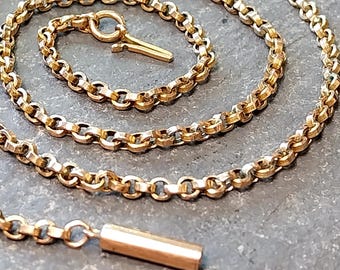 Antique 9ct GOLD ROLO BELCHER Chain Necklace with Barrel Clasp - 18 1/4" - 6.4g