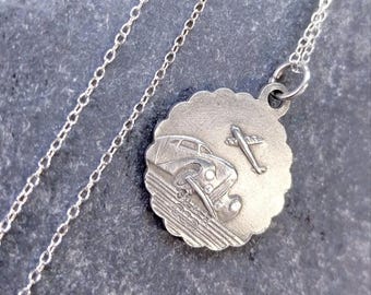 Georg Jensen St CHRISTOPHER pendant Necklace, Double Sided on 18" Chain - 4.7g