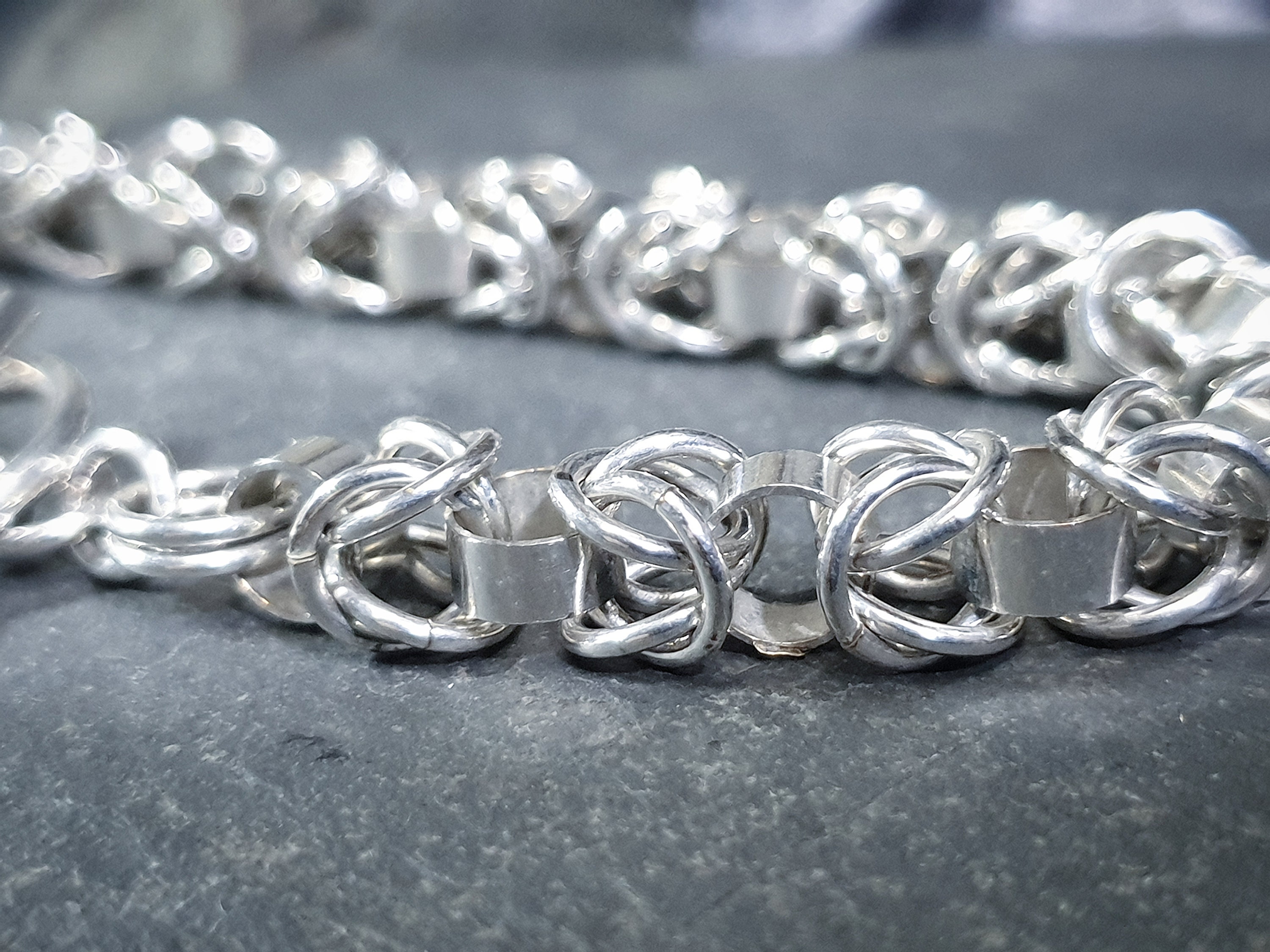 Vintage Sterling Silver T Bar Bracelet With Multi Loop Links 