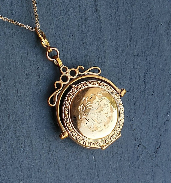 Vintage 9ct GOLD Swivel Spinner LOCKET 