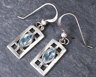 KIT HEATH Blue Topaz Mackintosh Sterling Silber Ohrringe - 3.6g