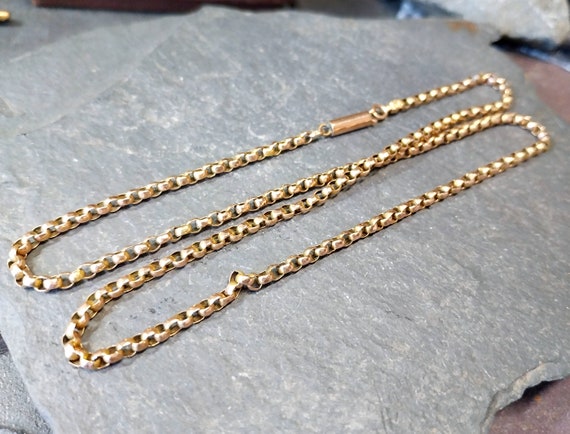 Antique 9ct Rose GOLD BELCHER Chain Necklace with… - image 3