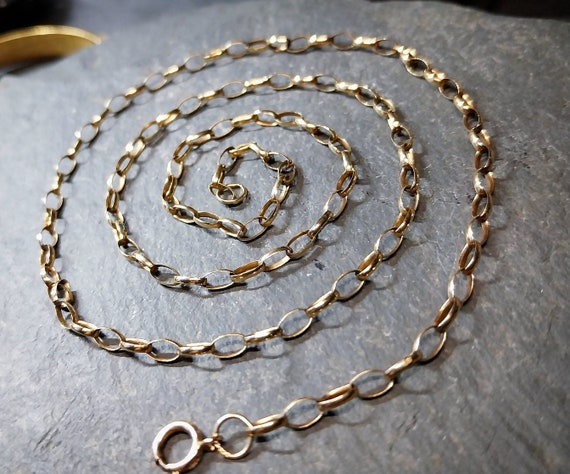 Vintage 9ct GOLD BELCHER CHAIN Necklace, 21" Long… - image 2