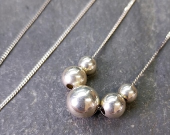 Sterling Silver Bead Ball Necklace 18" Chain - 4.8g