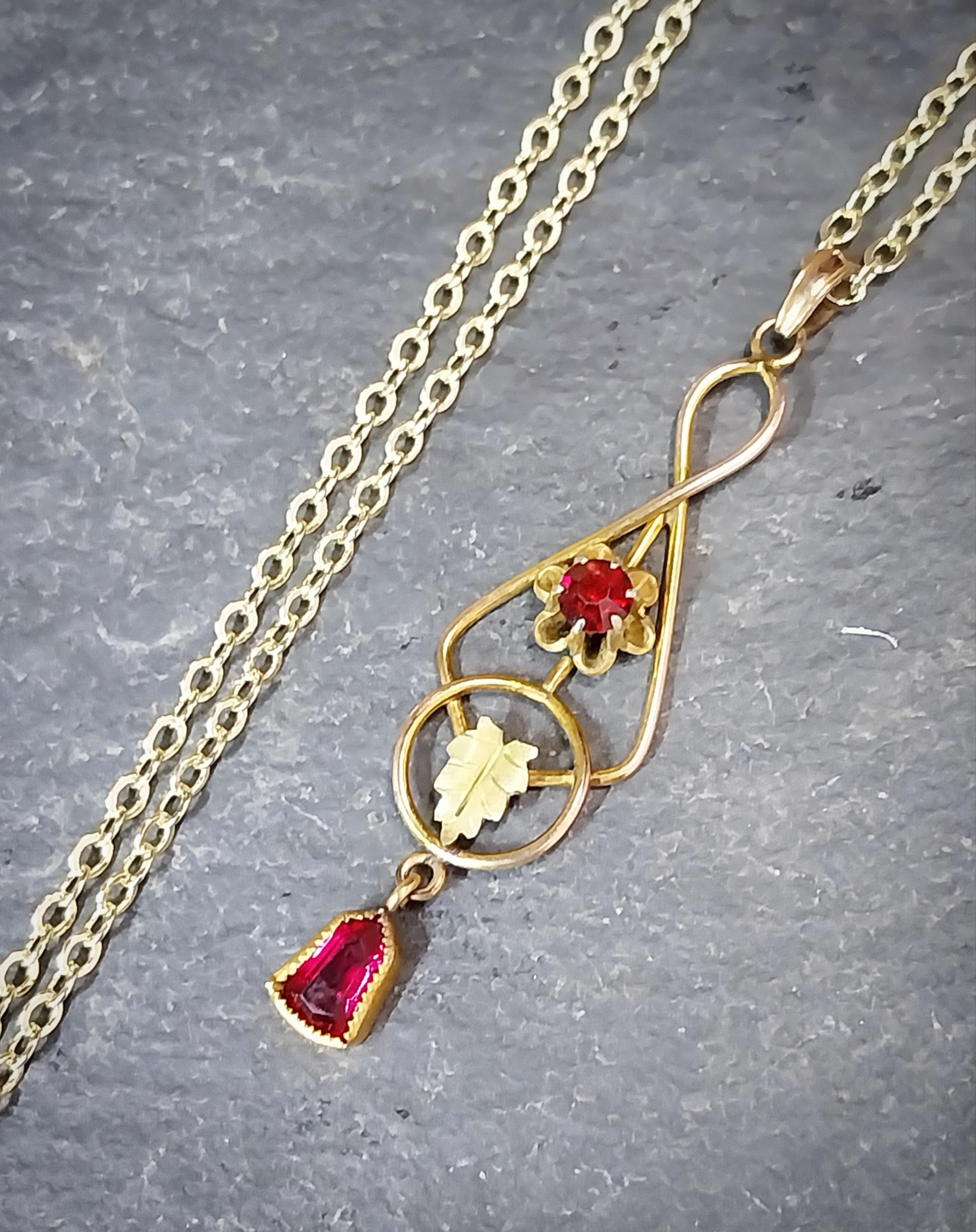 Collier Vintage Années 70 En Argent 925 Et Grenats 5mm - Longueur 60 Cm, Occasion