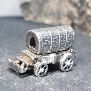 Vintage Silber COWBOY / GYPSY WAGON Charm - Öffnet sich - Armband - 5,1g