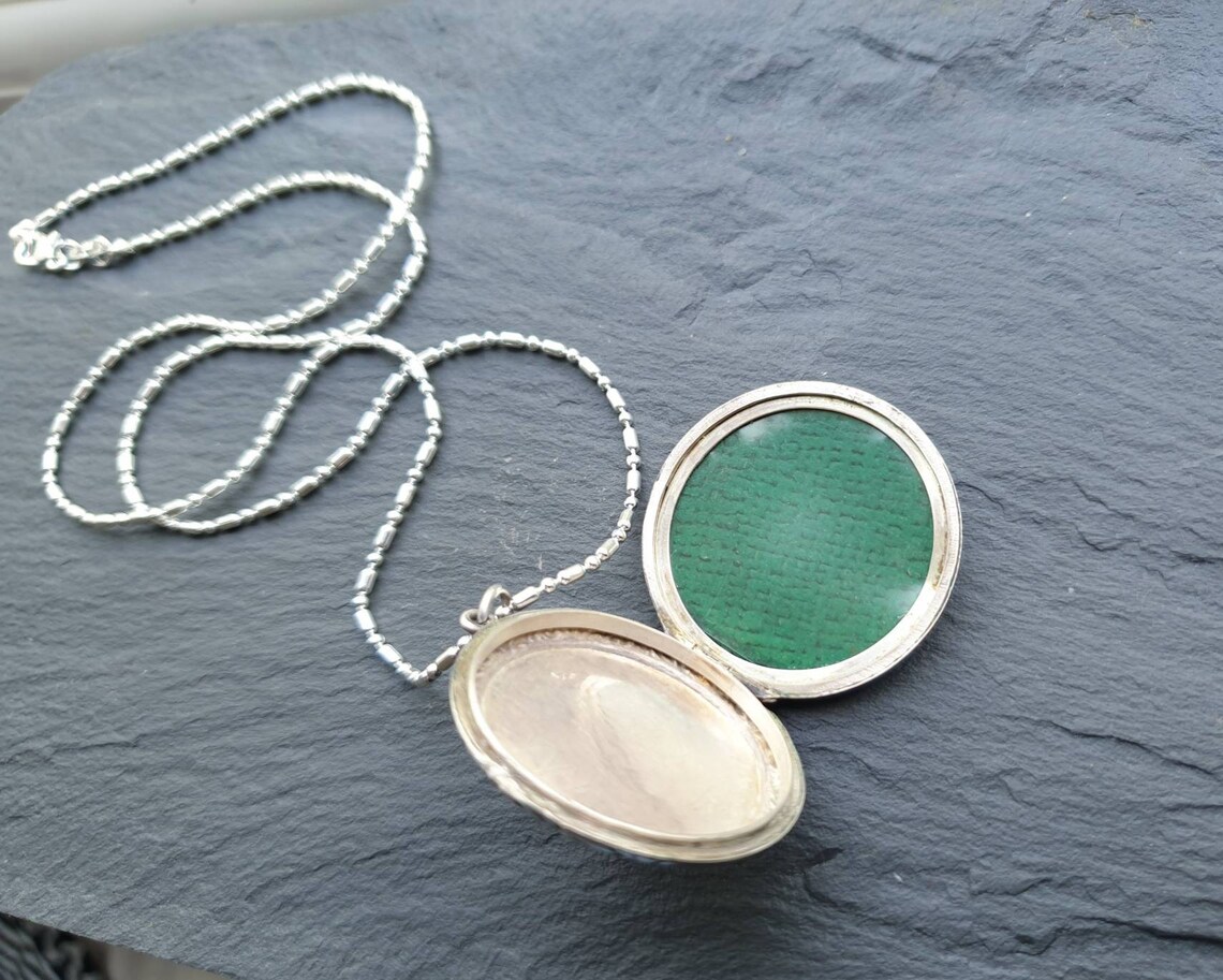 Vintage Silber Art Deco LOCKET Kreis Lorbeer-Design mit | Etsy