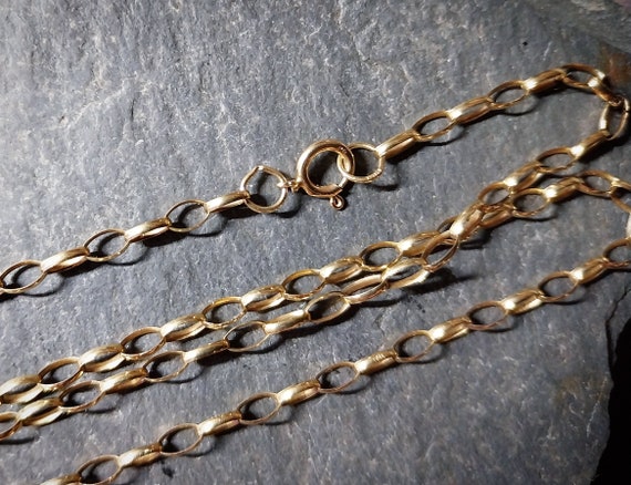 Vintage 9ct GOLD BELCHER CHAIN Necklace, 21" Long… - image 4