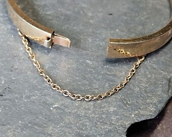 Bracelet Ancien Plaqué Or Style Art Nouveau 1900, Jonc Gravé