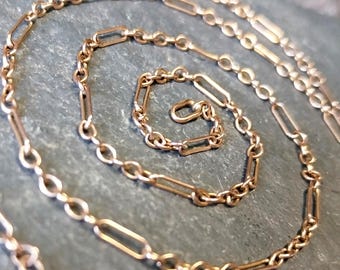 Vintage 9 Karat ROSE GOLD Figaro Halskette, 22 &quot;lang gestempelt - 3,7 g