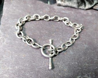 Vintage Chunky Sterling Silver T Bar Bracelet - 20cm - 19.8g